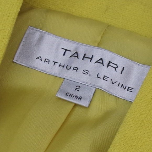 Tahari Structured Modern Chartreuse Texture Blazer - Picture 4 of 6